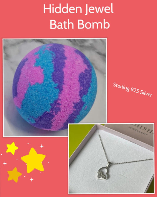 Hidden Jewel Bath Bomb - Sterling 925 Silver Heart Necklace Inside